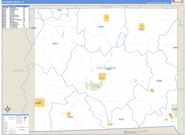 Van Buren County, IA Carrier Route Wall Map